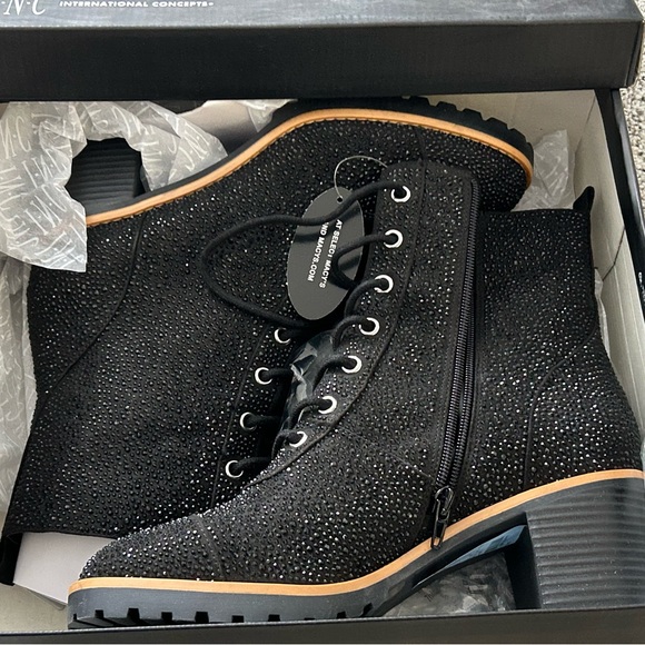 INC Womens Samira 2 Rhinestone Almond Toe Mid-Calf Boots Size: 9.5 - Picture 9 of 11